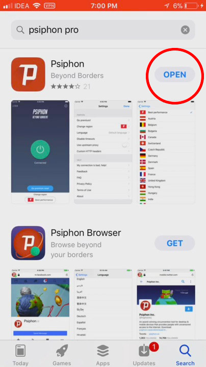 psiphon pro iOS